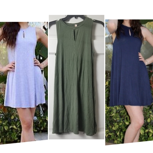 HIGH END HIPPIE Sleeveless Swing Keyhole Mini Sun Dress - Picture 2 of 9